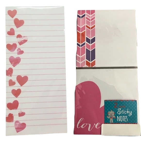 Valentines Stationery List Pad Sticky Note Heart Herringbone Planner Accessories - Picture 1 of 3